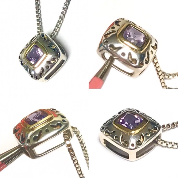 KREMENTZ STERLING & 18k Amethyst NECKLACE - Picture 1 of 8